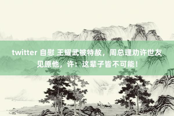 twitter 自慰 王耀武被特赦，周总理劝许世友见原他，许：这辈子皆不可能！