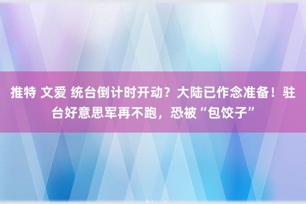 推特 文爱 统台倒计时开动？大陆已作念准备！驻台好意思军再不跑，恐被“包饺子”