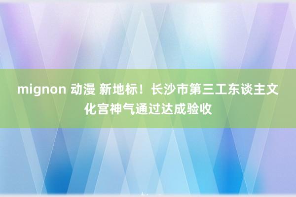 mignon 动漫 新地标！长沙市第三工东谈主文化宫神气通过达成验收