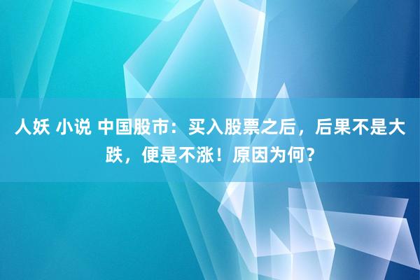 人妖 小说 中国股市：买入股票之后，后果不是大跌，便是不涨！原因为何？