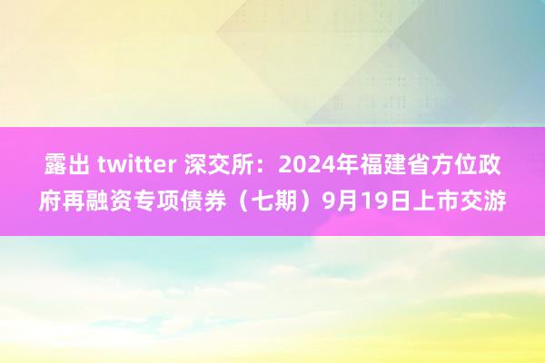 露出 twitter 深交所：2024年福建省方位政府再融资专项债券（七期）9月19日上市交游