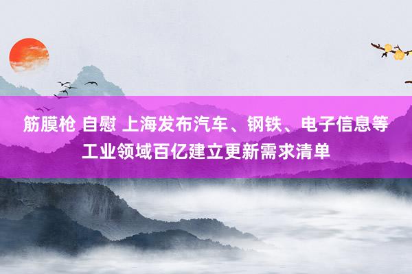 筋膜枪 自慰 上海发布汽车、钢铁、电子信息等工业领域百亿建立更新需求清单