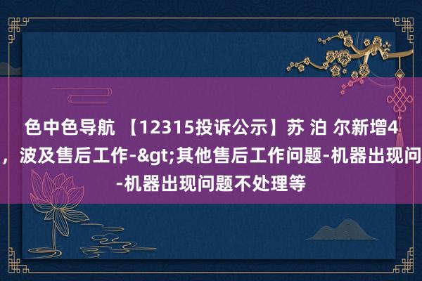 色中色导航 【12315投诉公示】苏 泊 尔新增4件投诉公示，波及售后工作->其他售后工作问题-机器出现问题不处理等