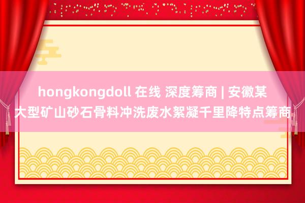 hongkongdoll 在线 深度筹商 | 安徽某大型矿山砂石骨料冲洗废水絮凝千里降特点筹商