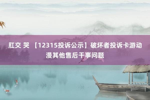 肛交 哭 【12315投诉公示】破坏者投诉卡游动漫其他售后干事问题