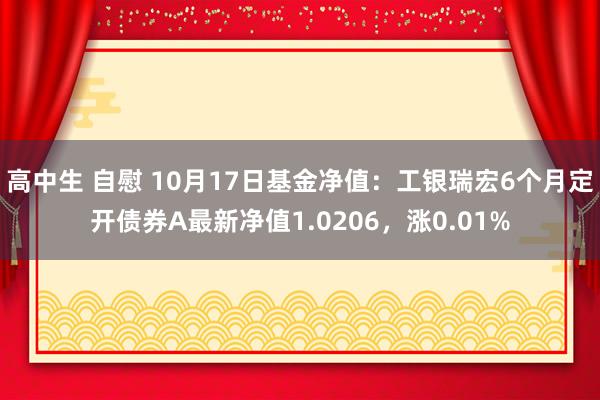 高中生 自慰 10月17日基金净值：工银瑞宏6个月定开债券A最新净值1.0206，涨0.01%