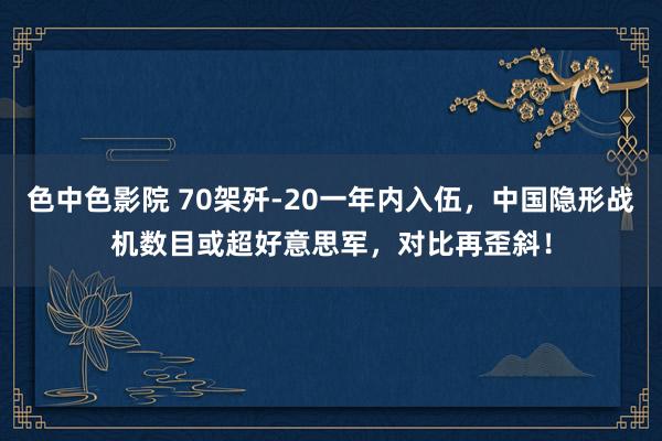 色中色影院 70架歼-20一年内入伍，中国隐形战机数目或超好意思军，对比再歪斜！