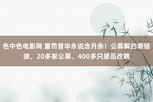 色中色电影网 重罚普华永说念月余！公募解约潮链接，20多家公募、400多只居品改聘