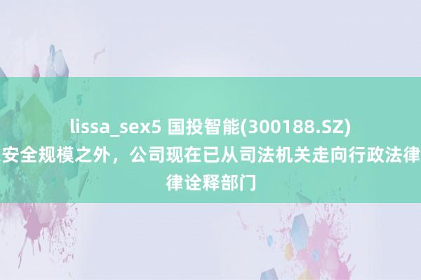 lissa_sex5 国投智能(300188.SZ)：除专家安全规模之外，公司现在已从司法机关走向行政法律诠释部门