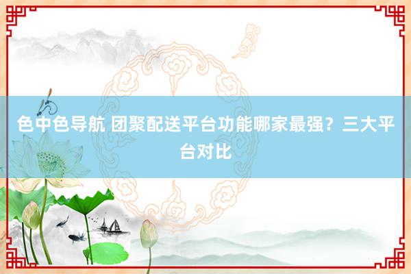 色中色导航 团聚配送平台功能哪家最强？三大平台对比