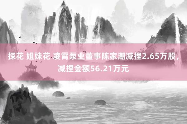 探花 姐妹花 凌霄泵业董事陈家潮减捏2.65万股，减捏金额56.21万元