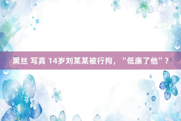 黑丝 写真 14岁刘某某被行拘，“低廉了他”？