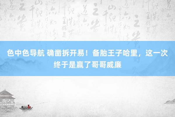 色中色导航 确凿拆开易！备胎王子哈里，这一次终于是赢了哥哥威廉