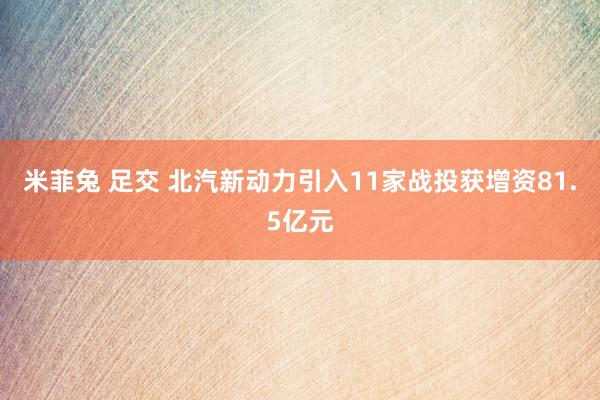 米菲兔 足交 北汽新动力引入11家战投获增资81.5亿元