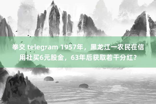 拳交 telegram 1957年，黑龙江一农民在信用社买6元股金，63年后获取若干分红？